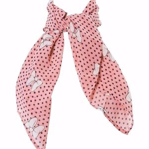 Tatyana 50s Chiffon Hair Scarf Pink Polka Dot Bows